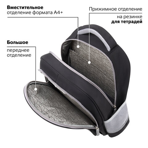 Рюкзак BRAUBERG SNAP, 2 отделения, 3 кармана, «Original black», 39×28х16 см