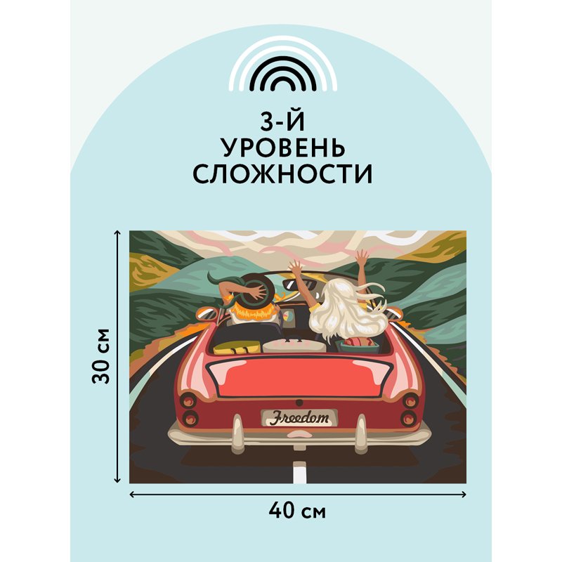 Картина по номерам на холсте ТРИ СОВЫ «В лето на кабриолете», 30×40, с акриловыми красками и кистями
