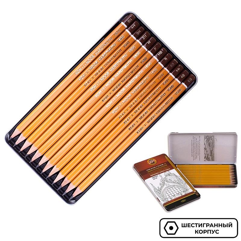 Карандаш чернографитный KOH-I-NOOR 1502/III 5B-5H 12шт./наб.