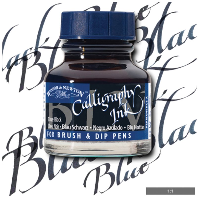 Тушь Winsor&Newton для каллиграфии (синяя крышка), 30мл, виноградная черная