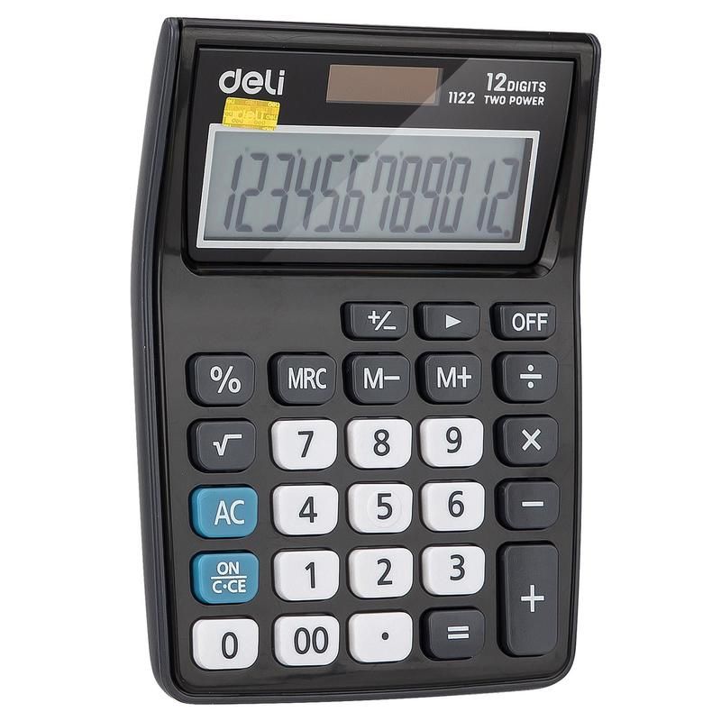 Калькулятор карманный Deli E1122 12-разрядный серый 119.1×85.7×28.5 мм