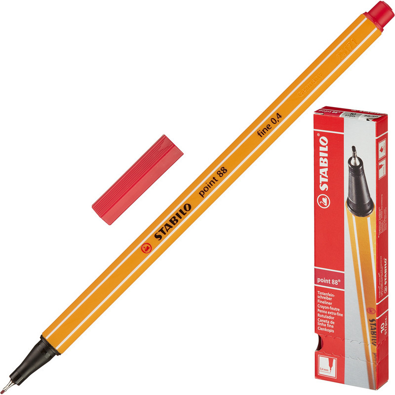 Ручка капиллярная STABILO «Point», толщина письма 0.4 мм, темно-красная