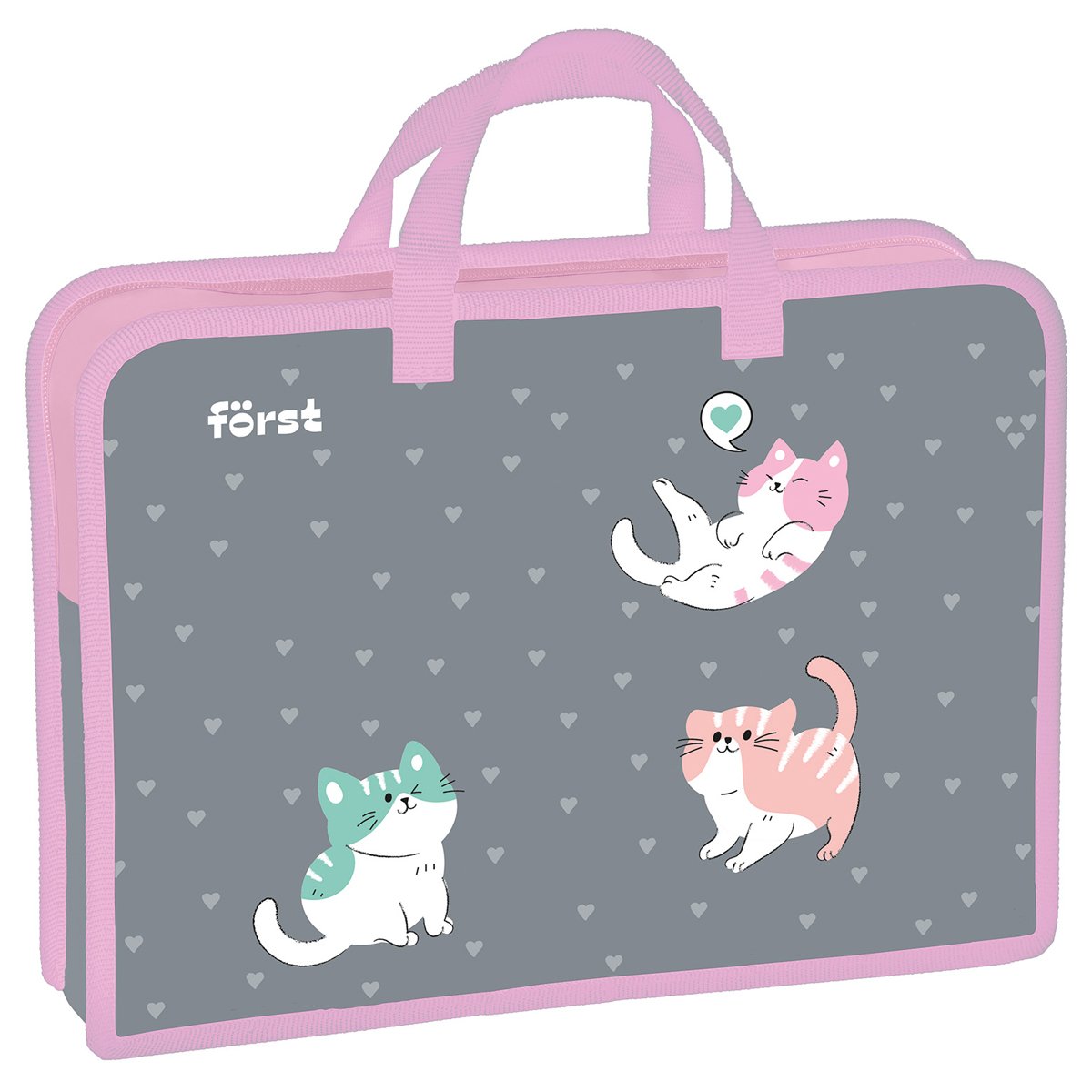 превью Папка с ручками 1 отделение, А4 Först «Kittens», 340×245×75мм, пластик, на молнии
