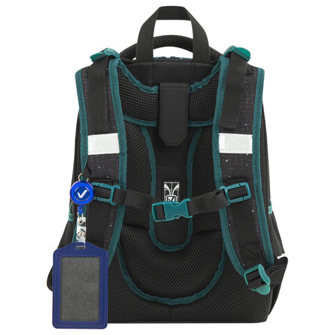 Ранец BRAUBERG PREMIUM, 2 отделения, с брелком, «Space mission», LED ЛАМПОЧКИ, 38×29х16 см