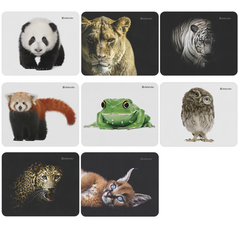превью Коврик для мыши DEFENDER Wild Animals, резина+джерси, 220×180×2 мм, 8 видов