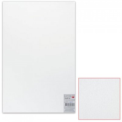 Белый картон грунтованный для живописи, 50×80 см, толщина 2 мм, акриловый грунт, двусторонний
