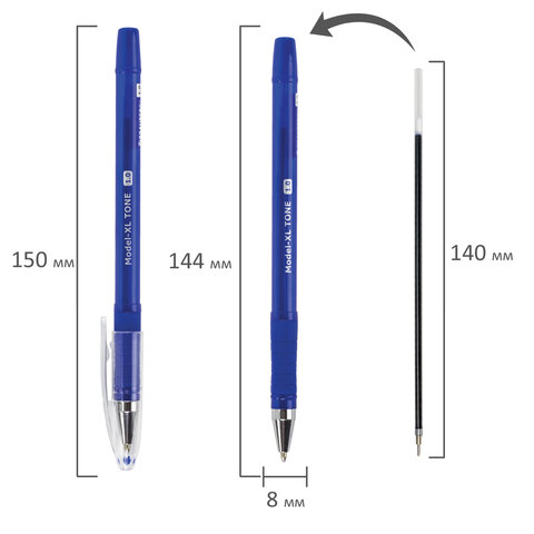 Ручка шариковая масляная с грипом BRAUBERG «Model-XL TONE», СИНЯЯ, узел 1.0 мм, линия письма 0.5 мм, 143248
