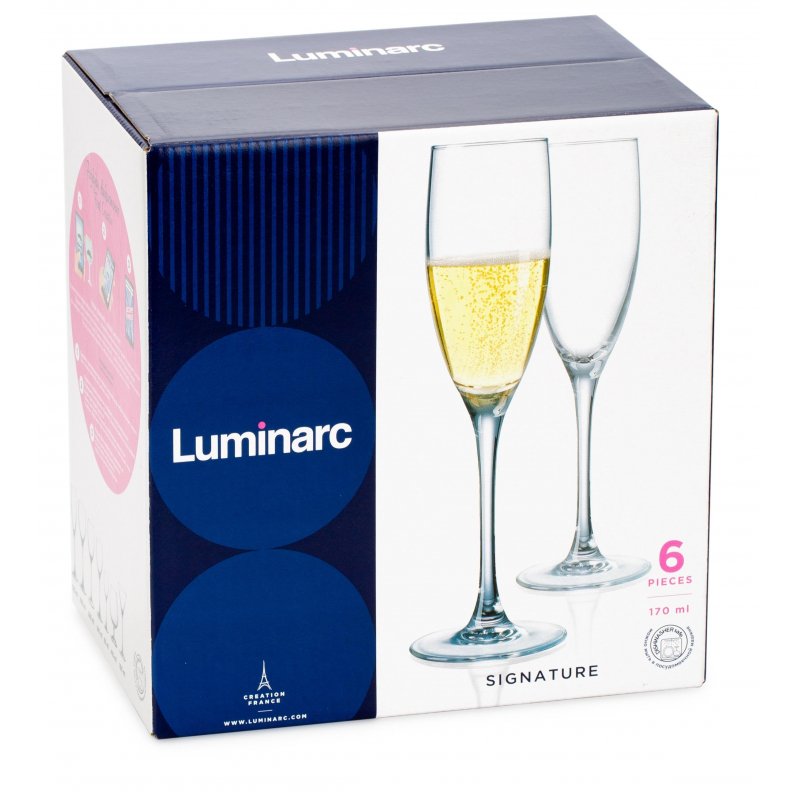 Набор бокалов для шампанского Luminarc Сигнатюр стеклянные 170 мл (6 штук в упаковке)