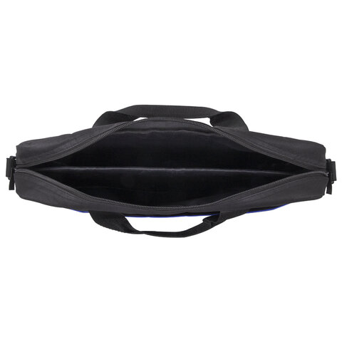 Сумка портфель BRAUBERG PRACTICAL с отделением для ноутбука 15.6", Blue line, черная, 29×40х7 см