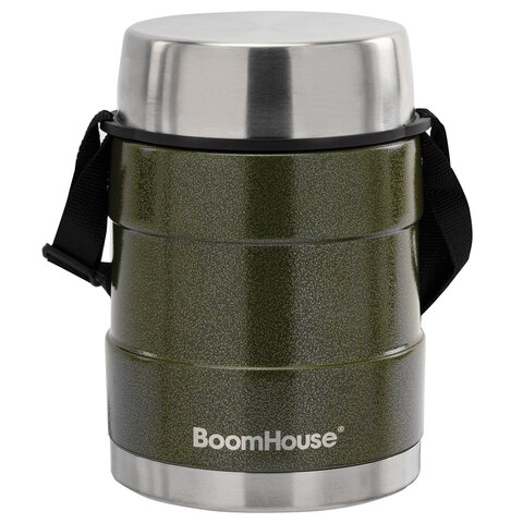 Термос 1.2 л для еды/напитков с широким горлом, BOOMHOUSE (БУМХАУС) RIBBED, контейнер, нержавеющая сталь SUS304