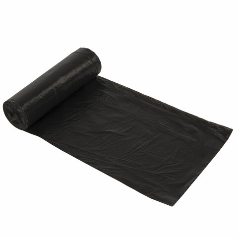 Мешки для мусора 120 л, черные в рулоне 10 шт., ПВД, 20 мкм, 67×100 см (±5%), эконом, ЛЮБАША