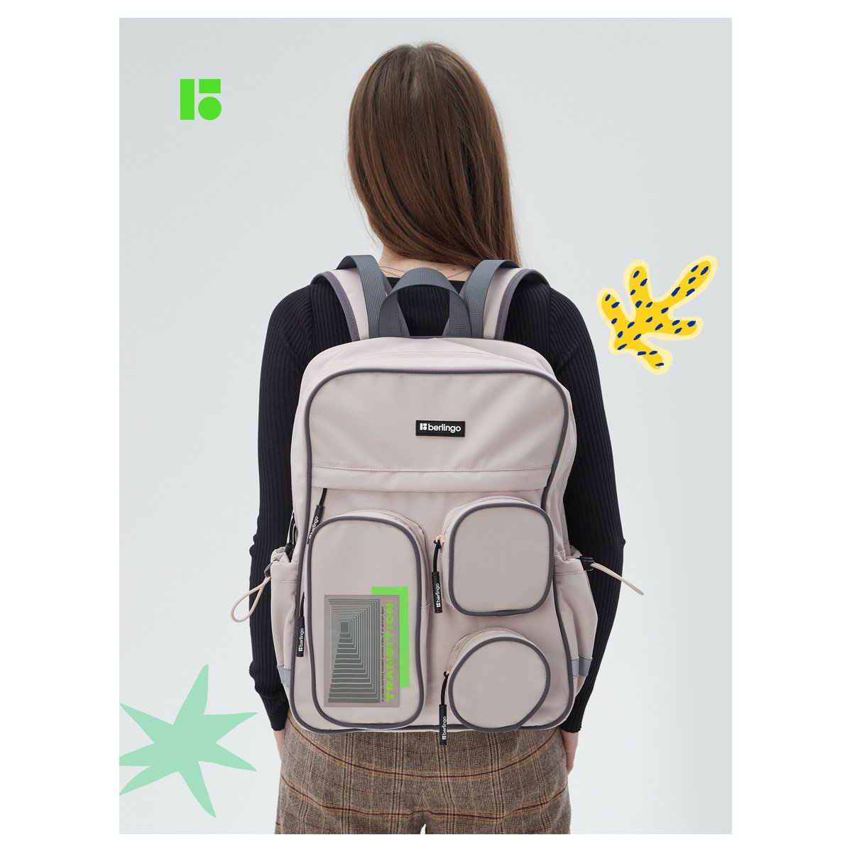 Рюкзак Berlingo Identity «Steel» 41×30×13см, 1 отделение, 7 карманов, уплотненная спинка