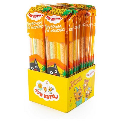 Трубочки для молока «Три кота» со вкусом «Фруктовый микс»24 шт. по 24 г