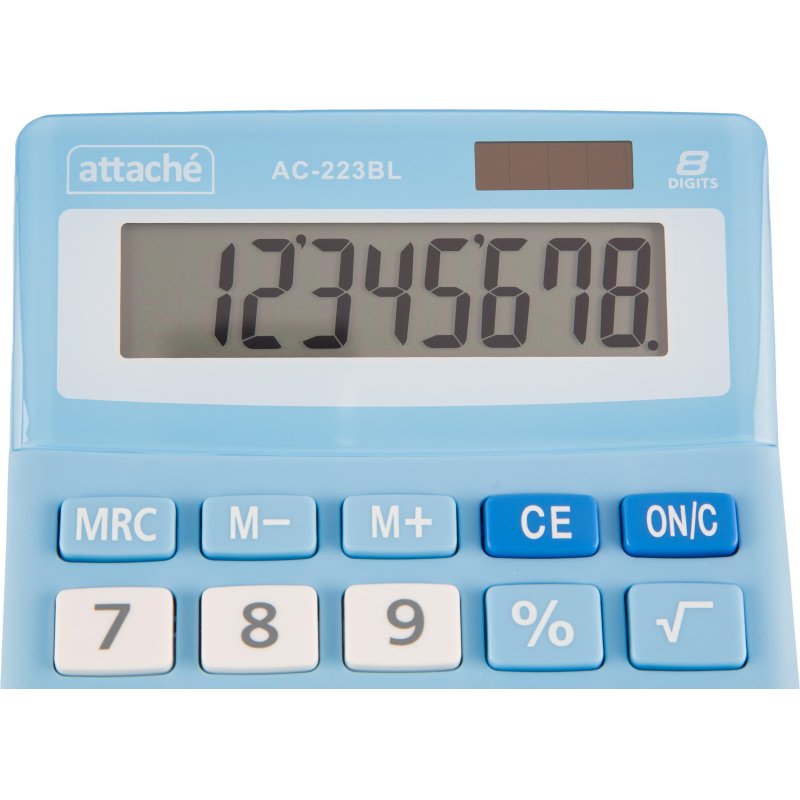 Калькулятор настольный КОМП Attache, AС-223BL,8р, дв. пит, голуб,134×107x34