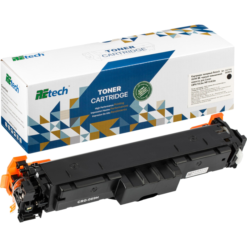 Картридж лазерный Retech 069H BK чер. пов. емк. для Canon LBP673Cdw/MF754Cdw