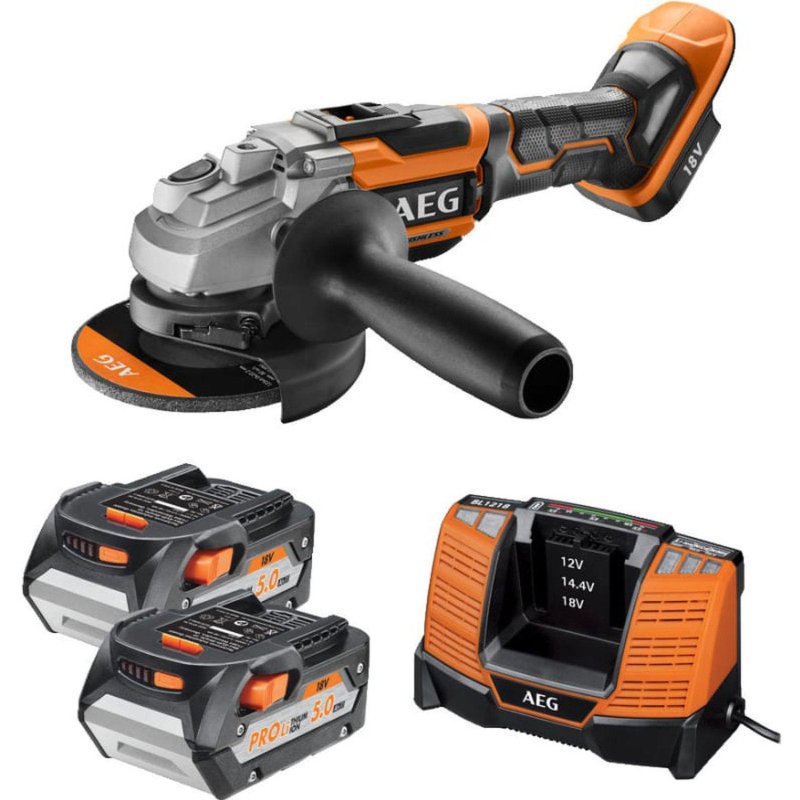 превью Шлифмашина угловая аккумуляторная AEG BEWS18-125BLLI-502C (4935464417)