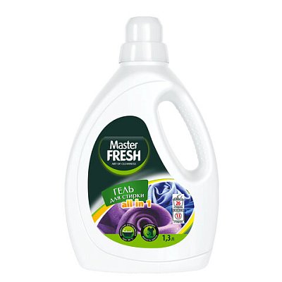 Гель для стирки для всех типов тканей 1.3 л MASTER FRESH «ALL IN 1», универсальный