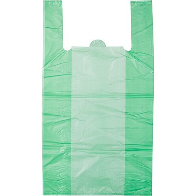 Пакет-майка Знак Качества ПНД зеленый 35 мкм (42+18×68 см, 50 штук в упаковке)
