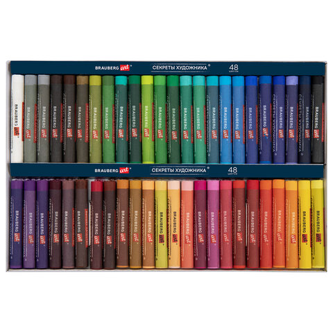 Пастель масляная художественная BRAUBERG ART «Секреты художника», 48 цветов, круглое сечение