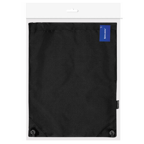 Мешок для обуви BRAUBERG плотный, карман на молнии, подкладка, 43×33 см, Total Black