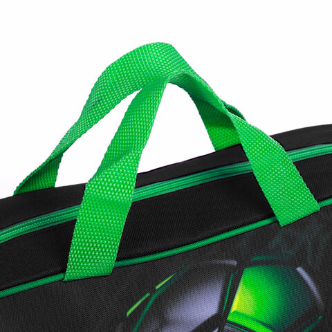 Папка на молнии с ручками BRAUBERG KIDS А4, 1 отделение, полиэстер, 80 мм, «Green ball»