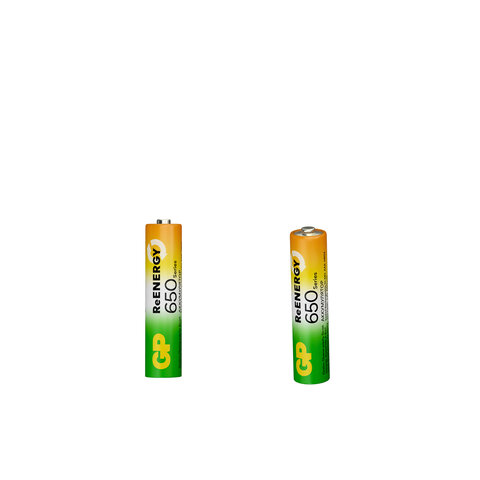 Батарейки аккумуляторные GP ReEnergy Ni-Mh мизинчиковые КОМПЛЕКТ 2 шт., ААА (HR03), 650 mAh, 65AAAHCRGY