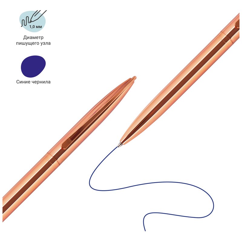 Ручка шариковая автоматическая MESHU «Rose gold» синяя, 1.0мм