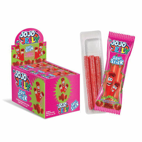 превью Кислые трубочки JOJO JELLY «Жевательный мармелад» со вкусом клубники, 20 г, КОНФИТОЙ