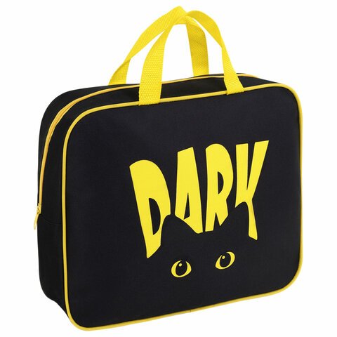 превью Папка на молнии с ручками BRAUBERG А4, 1 отделение, полиэстер, 80 мм, «Dark cat»