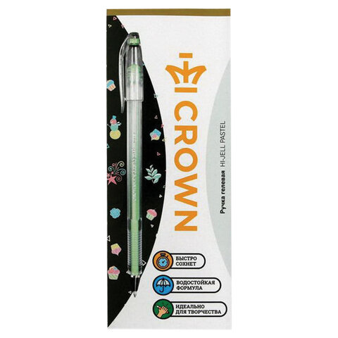 Ручка гелевая Crown «Hi-Jell Pastel» зеленая пастель, 0.8мм