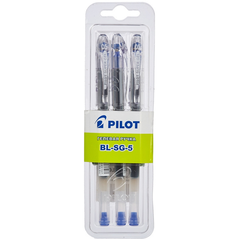 Ручка гелевая Pilot BL-SG5 синяя (толщина линии 0.3 мм, 3 штуки в упаковке)