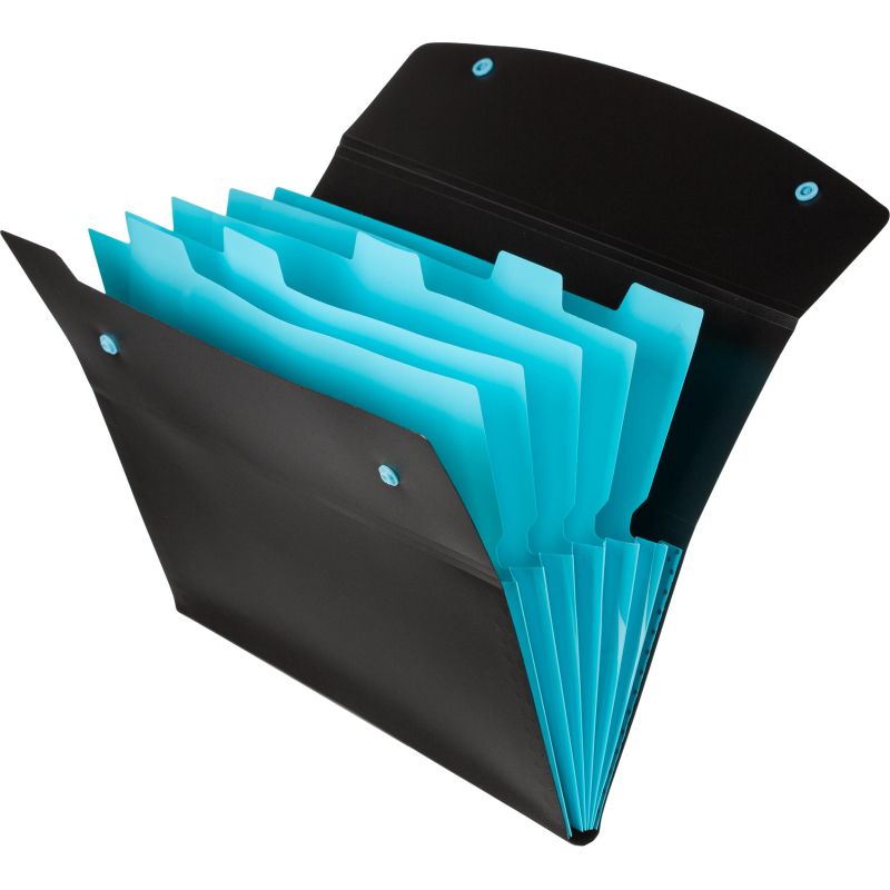 Папка органайзер на кнопке Attache Selection Black&Bluе, А4.500мкм, 6отд