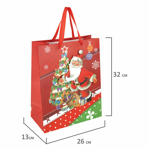 Пакет подарочный НАБОР 4 штуки новогодний 26×32x13 см«3D Large»ЗОЛОТАЯ СКАЗКА592120