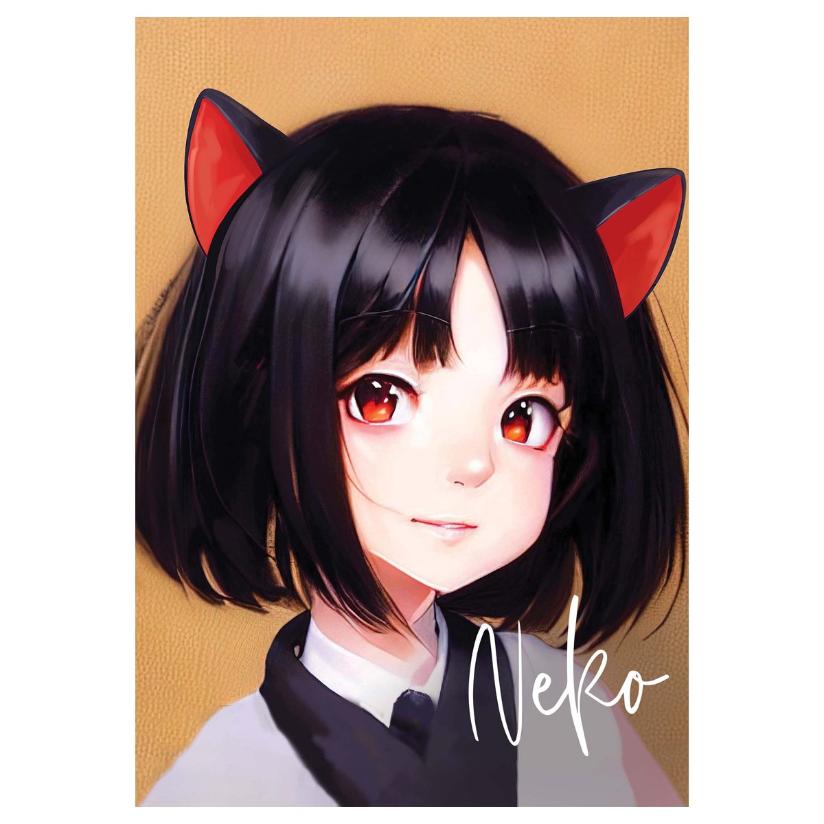 Тетрадь 80л., А5, клетка на гребне MESHU «Neko», двойная обложка, матовая ламинация, тиснение фольгой