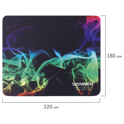Коврик для мыши SONNEN «SMOKE», резина + ткань, 220×180х3 мм