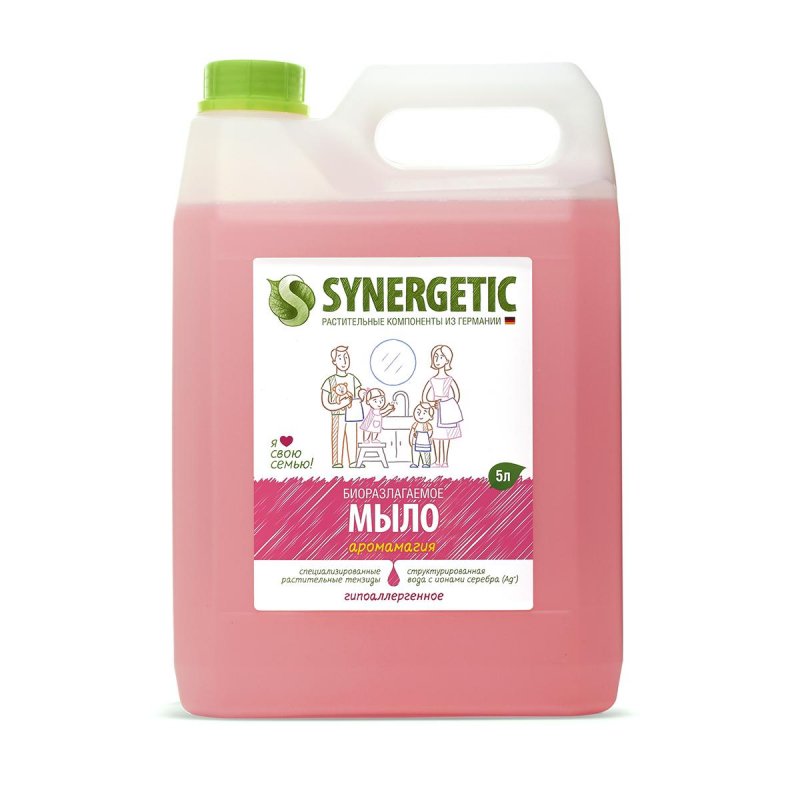 Мыло жидкое 5 л SYNERGETIC, «Аромамагия» гипоаллергенное, биоразлагаемое, ЭКО