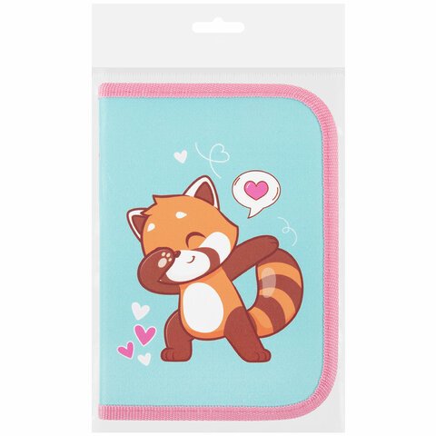 Пенал ПИФАГОР, 1 отделение, полиэстер, 19×13 см, «Red panda»