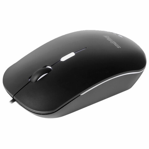 Мышь проводная бесшумная SMARTBUY 288-K, USB, 2 кнопки + 1 колесо, оптическая, черная, 02019