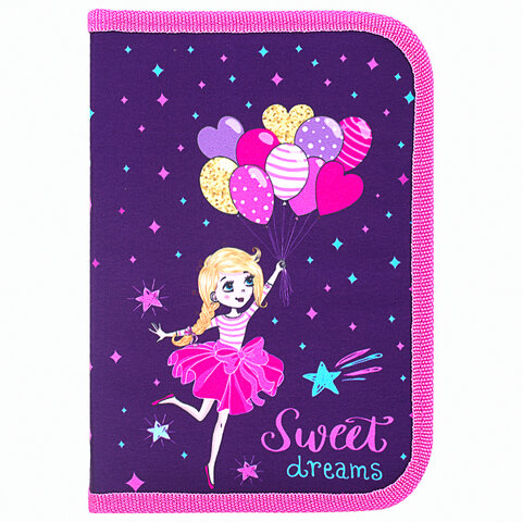 Пенал с наполнением BRAUBERG1 отделение1 откидная планкаполиэстер24 предмета21×14 см«Sweet dream»270316