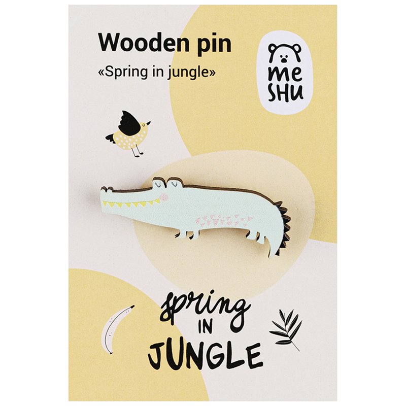 Значок деревянный MESHU «Spring in jungle», прямая УФ-печать, 4.5×2.0см