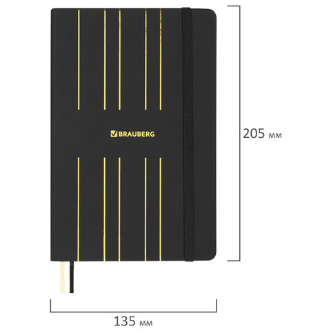 Блокнот А5 (135×205 мм), BRAUBERG «TOUCH», под кожу, 80 л., линия, черный