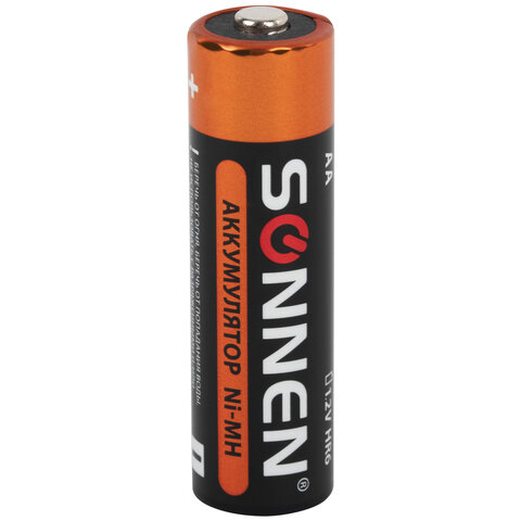 Батарейки аккумуляторные Ni-Mh пальчиковые КОМПЛЕКТ 4 шт., АА (HR6) 1600 mAh, SONNEN