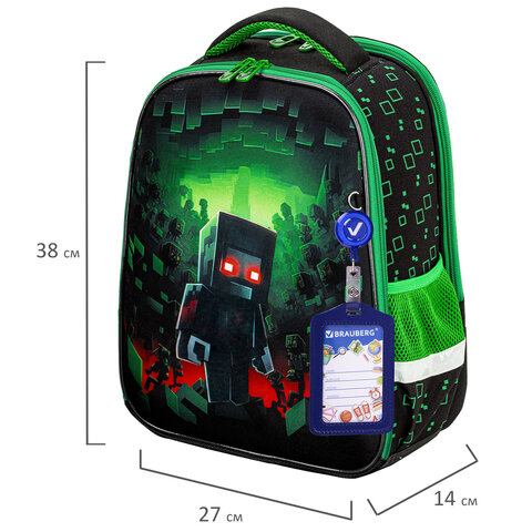 Ранец BRAUBERG FIT, 2 отделения, «Night warrior», 38×27х14 см