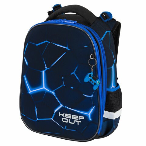 Ранец BRAUBERG PREMIUM, 2 отделения, с брелком, «Digital lava», СВЕТЯЩИЙСЯ, 38×29х16 см