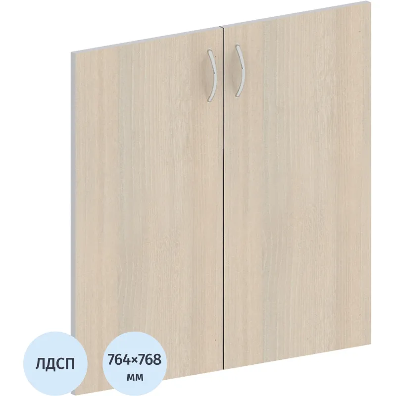 превью Двери низкие Комус Мебель Easy Standard ЛДСП (светлый дуб/серый, 768х764 мм, 2 штуки)