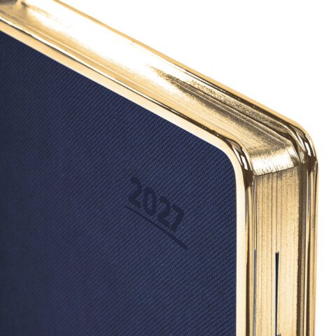 Ежедневник датированный 2027, А5, 148×218 мм, GALANT «Infinity Gold», под кожу, темно-синий