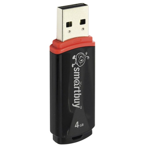 Флэш-диск 4 GB, SMARTBUY Crown, USB 2.0, черный