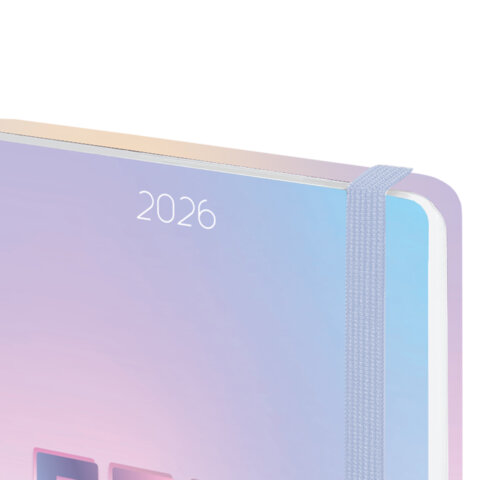 Ежедневник датированный 2026 с резинкой 145×203 мм, А5, BRAUBERG, твердый, фольга, «Нежность»