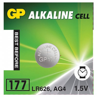 Батарейка GP Alkaline 177 (G4, LR626), алкалиновая, 1 шт., в блистере (отрывной блок)