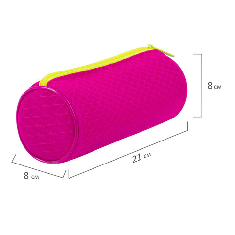 Пенал-тубус BRAUBERG, сетка, «Neon», розовый, 21×8×8 см, 229024